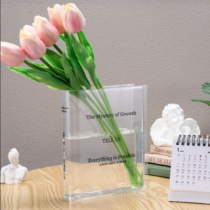 Image of the clear book-shaped vase gift idea