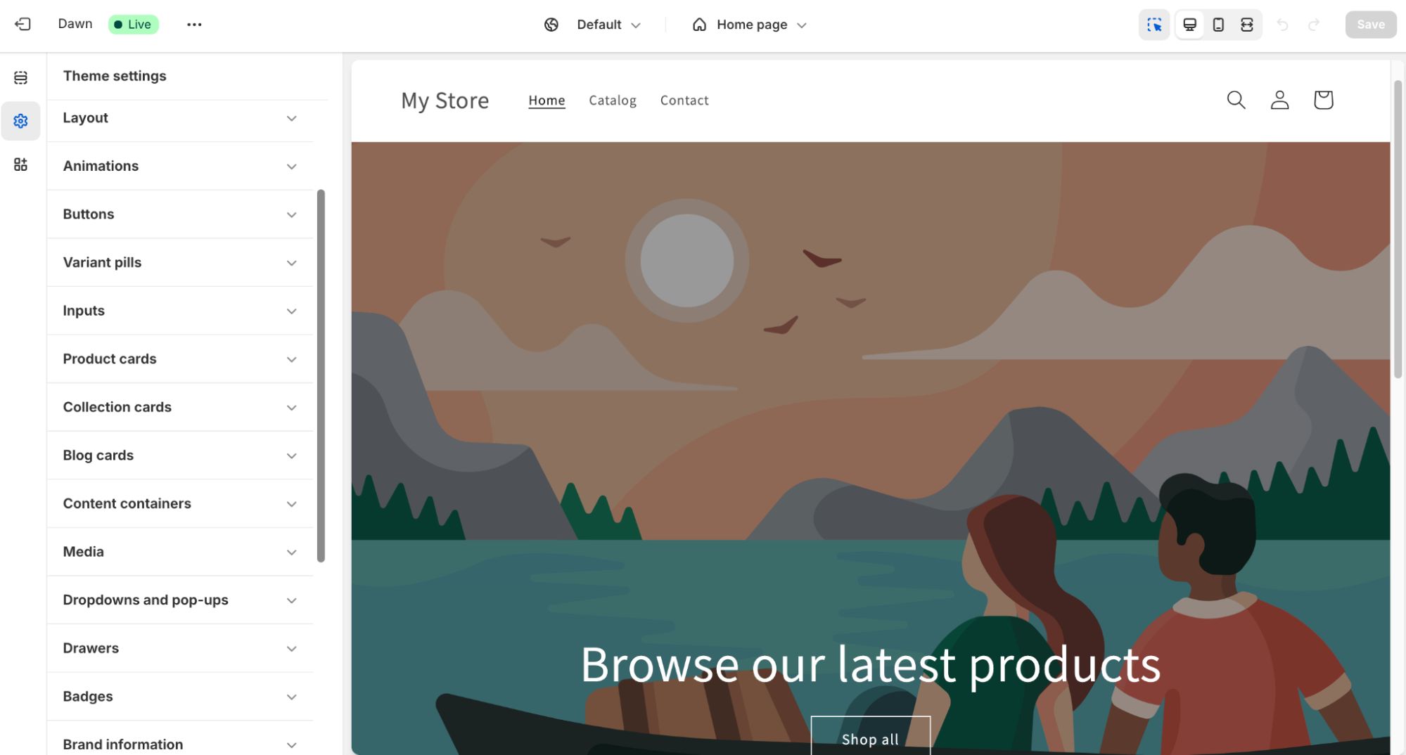 Choosing a Shopify theme - theme customizing