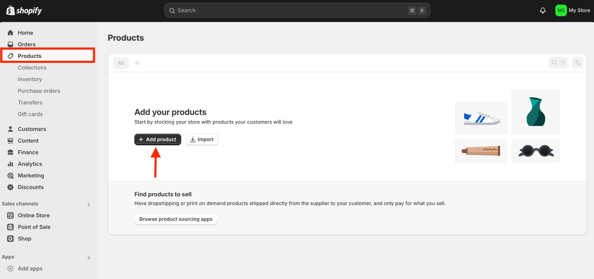 Adding products to your store - first step